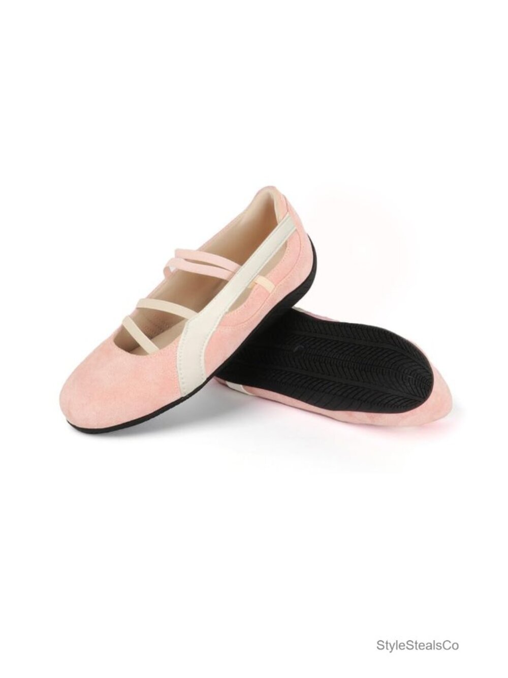 MAVMAX Women's Ballet Sneakers Elastic Strap Non Slip Foam Insole Ballet Flats
